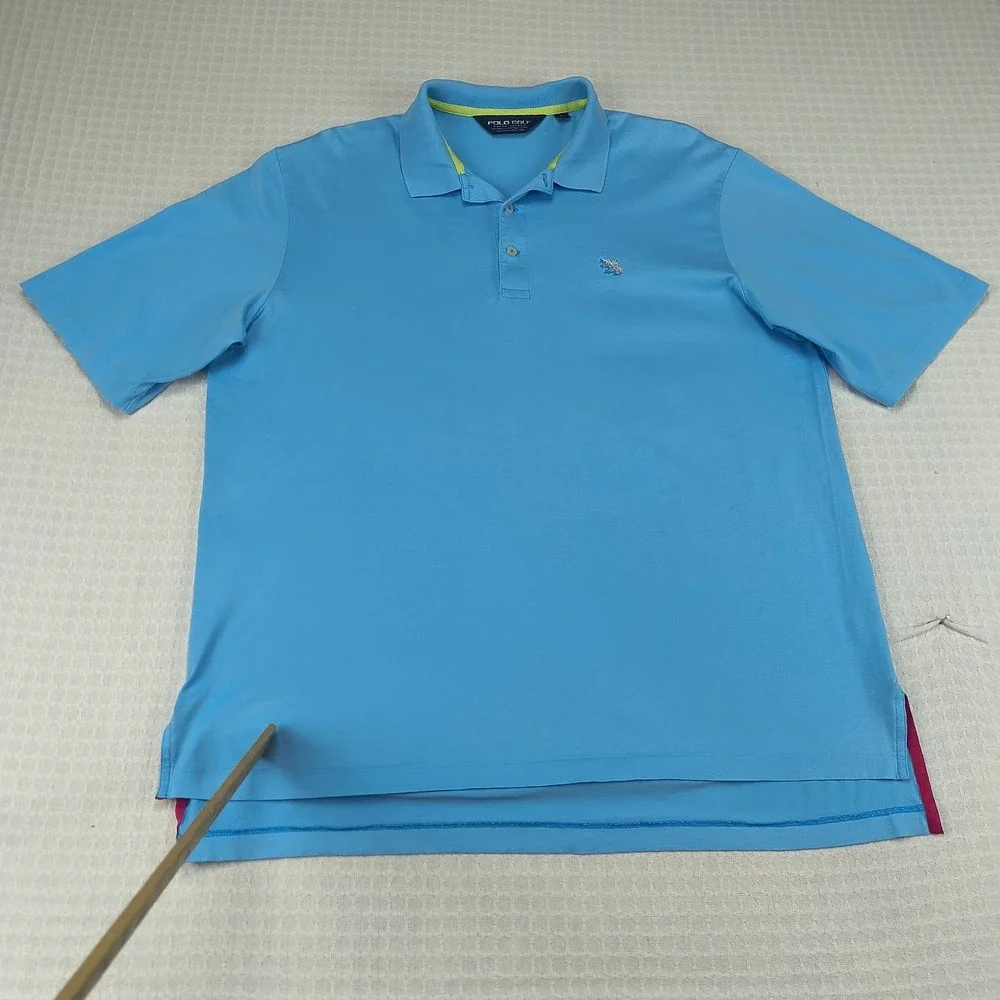 Polo Golf Ralph Lauren Mens‎ L Large Blue Pima Cotton Short Sleeve Polo Shirt